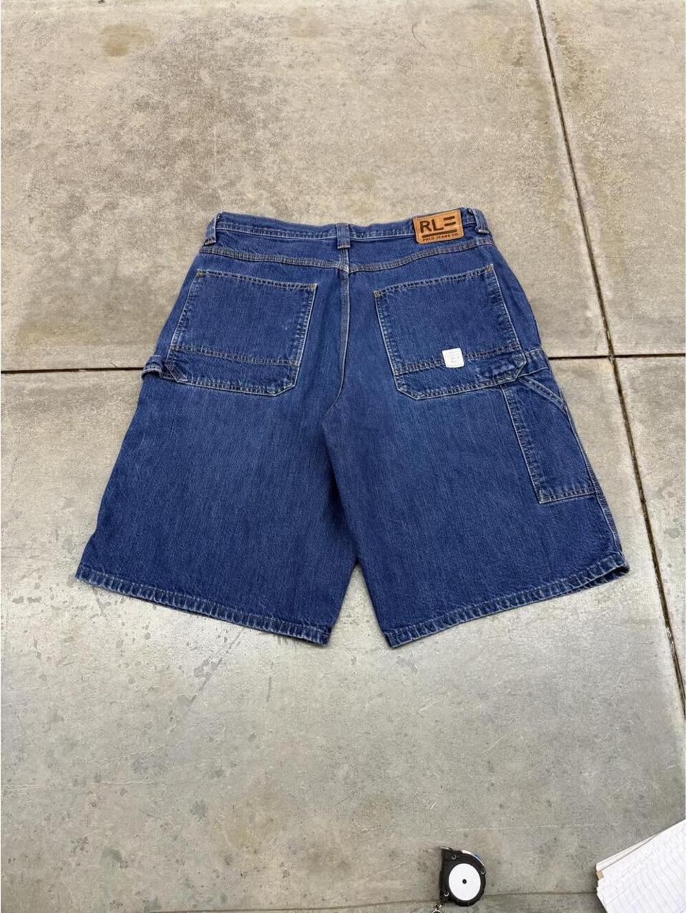 vintage polo jeans ralph lauren faded blue carpenter jean shorts jorts size 36
